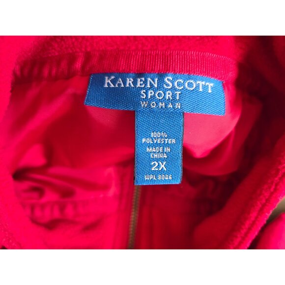 Karen Scott Sport Womens 2X Red Quilted Fleece Jacket - Picture 5 of 7